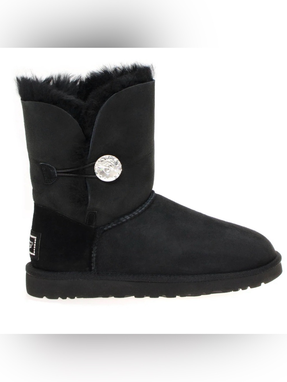 UGG Black Short Button Shearling Boot w/ Diamond 💎 Accents
